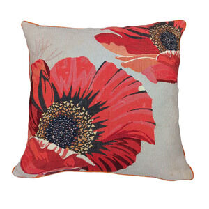 Iosis Paris Decorative Pillow Large Floral Print Beige and Orange